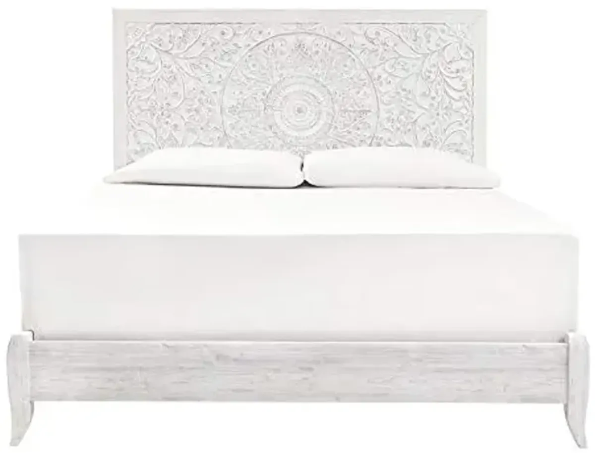 Signature Design by Ashley Paxberry Boho Chic Panel Adjustable Headboard ONLY, King, Whitewash