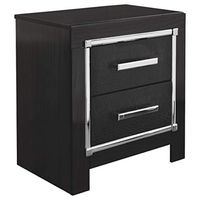 Signature Design by Ashley Kaydell Glam 2 Drawer Nightstand with Faux Alligator Panels & Chrome-Tone Accents, Black