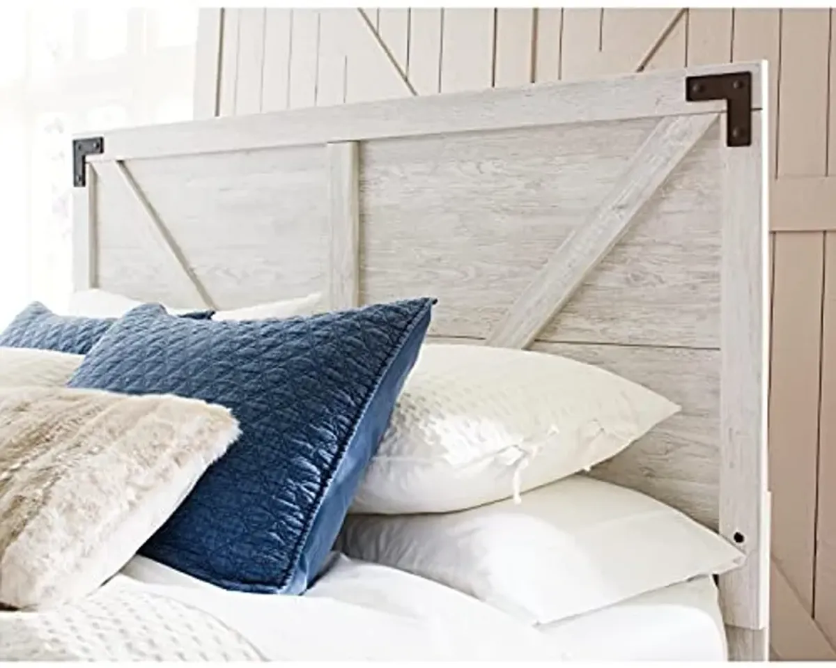 Signature Design by Ashley Shawburn Modern Farmhouse Headboard, Full, Whitewash