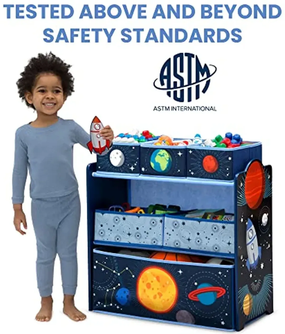 Delta Children Space Adventures Design & Store 6 Bin Toy Storage Organizer - Greenguard Gold Certified, Blue