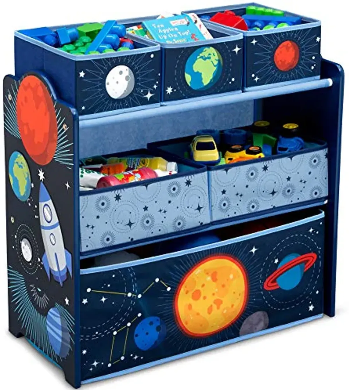 Delta Children Space Adventures Design & Store 6 Bin Toy Storage Organizer - Greenguard Gold Certified, Blue