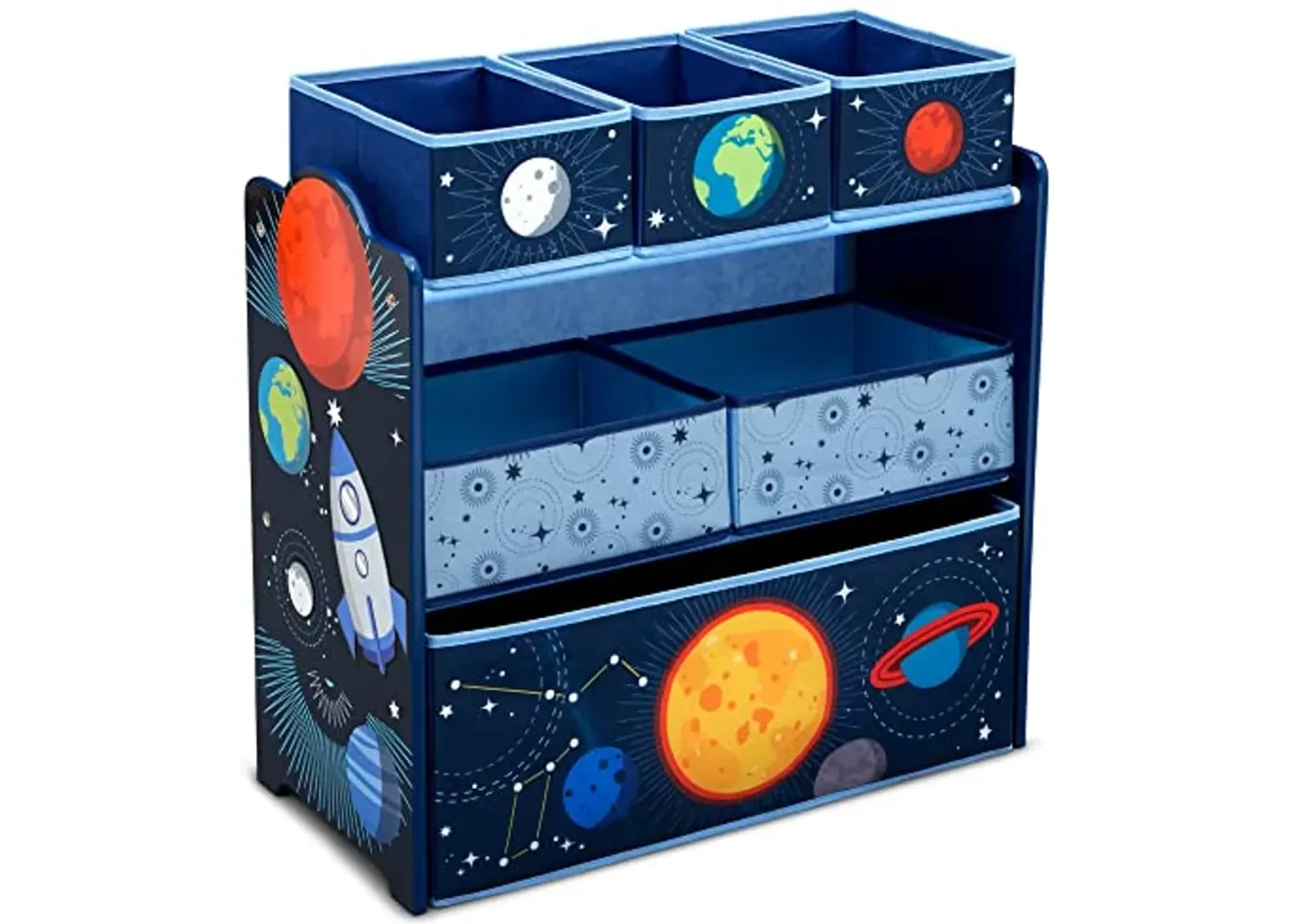 Delta Children Space Adventures Design & Store 6 Bin Toy Storage Organizer - Greenguard Gold Certified, Blue