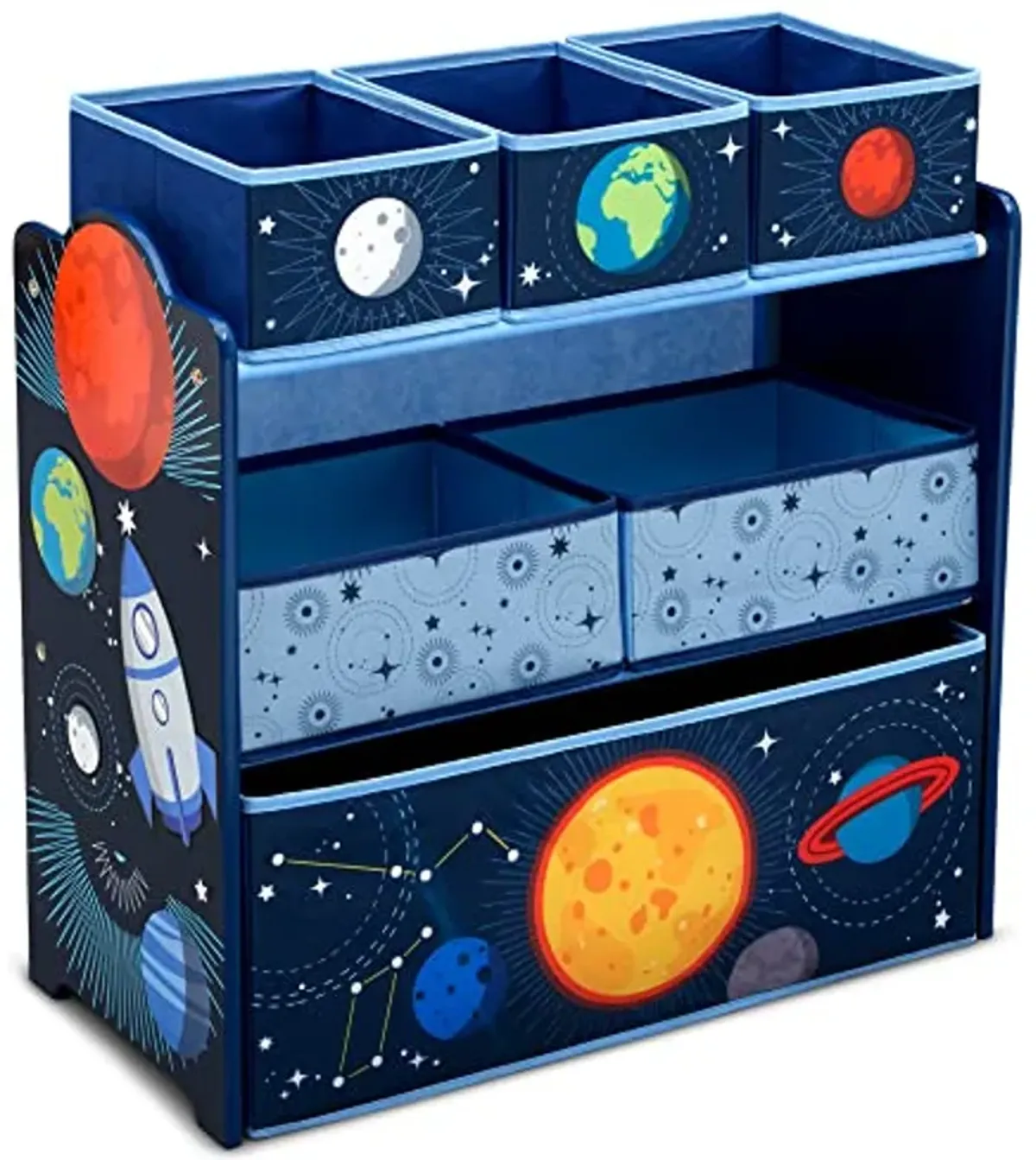 Delta Children Space Adventures Design & Store 6 Bin Toy Storage Organizer - Greenguard Gold Certified, Blue