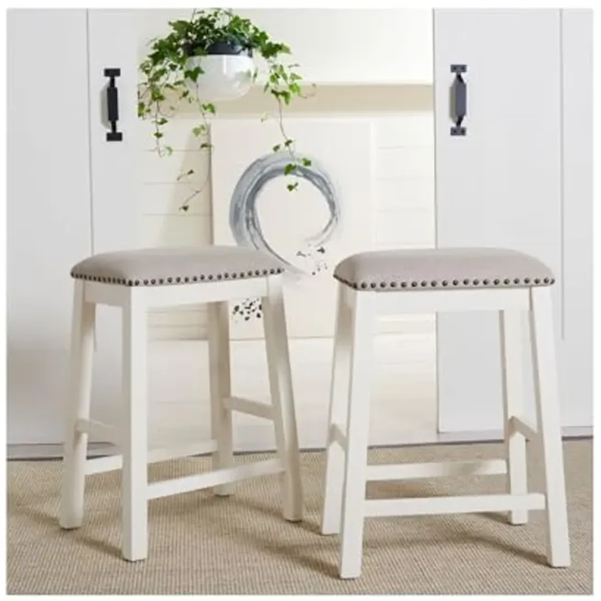 Safavieh Home Collection Aero White 25-inch Counter Stool (Set of 2)