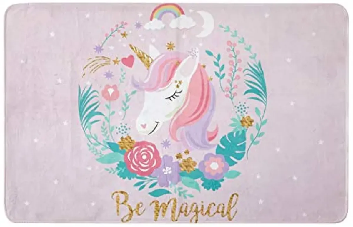 Heritage Kids Royal Plush Area Rug with Anti Skid Back, Unicorn, 30"x46", Multi