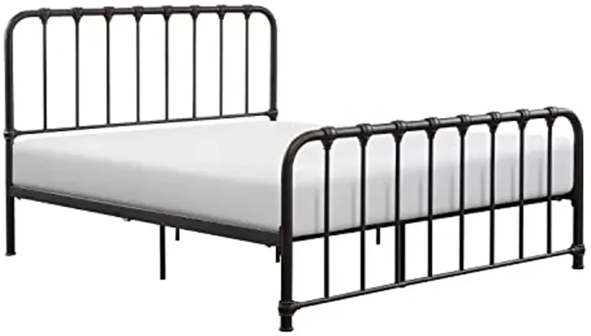 Lexicon Queen Metal Bed Frame, Platform Bed with Strong Metal Slat Support Under Bed Storage, Queen Bed Frame with Headboard, No Box Spring Needed, Easy Assembly, Queen, Dark Bronze