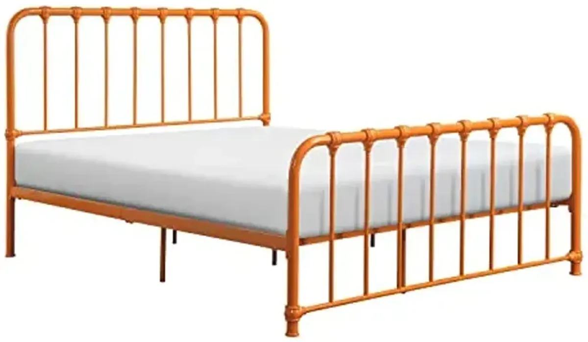 Lexicon Queen Metal Bed Frame, Platform Bed with Strong Metal Slat Support Under Bed Storage, Queen Bed Frame with Headboard, No Box Spring Needed, Easy Assembly, Queen, Orange