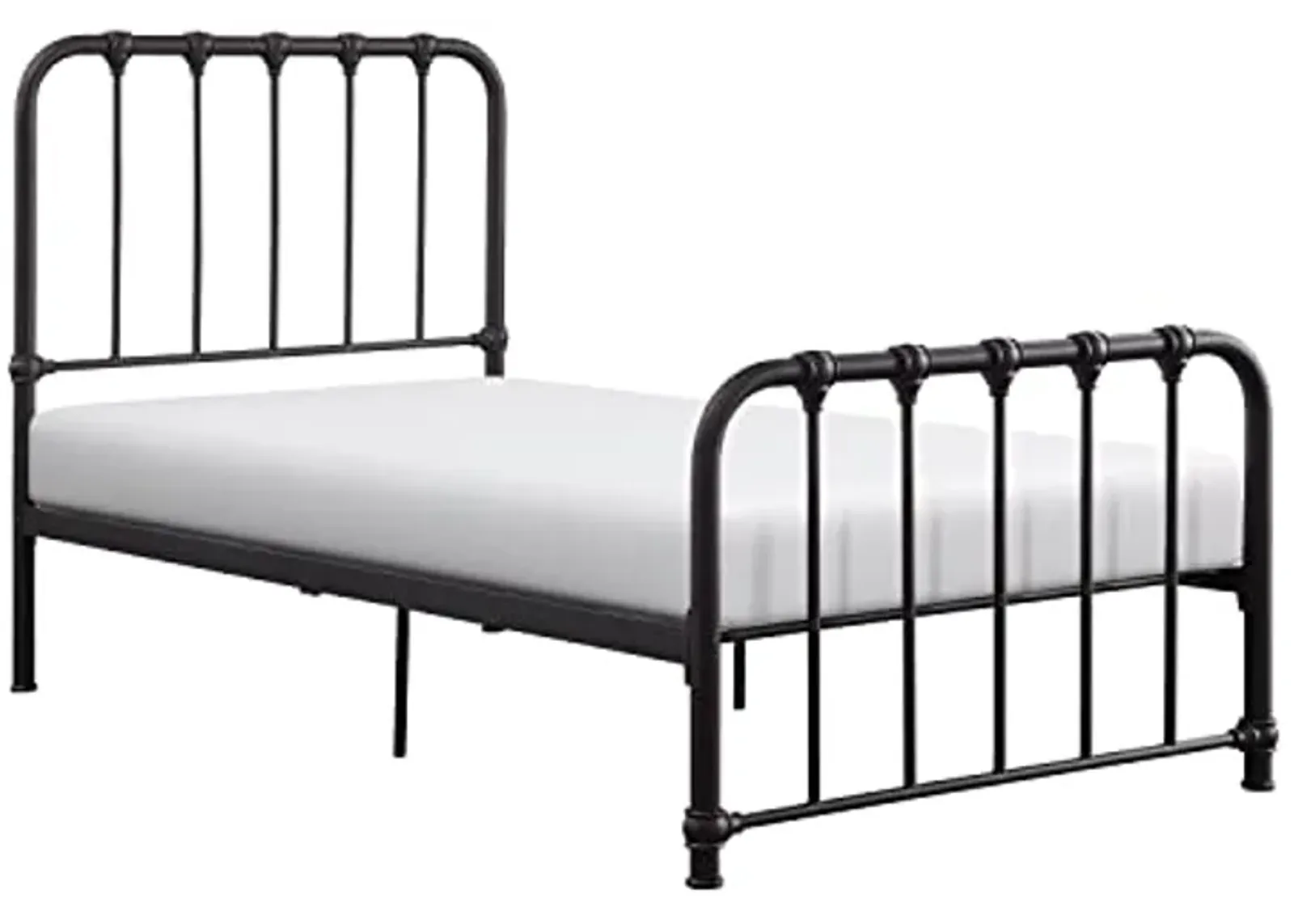 Homelegance Lexicon Twin Metal Bed Frame, Metal Platform Bed with Strong Metal Slat Support Under Bed Storage, Twin Bed Frame with Headboard, No Box Spring Needed, Easy Assembly, Twin, Dark Bronze