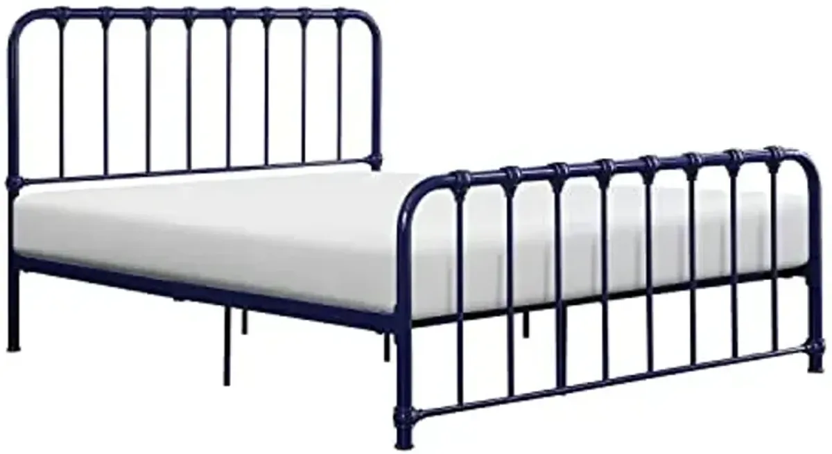 Lexicon Full Metal Bed Frame, Platform Bed with Strong Metal Slat Support Under Bed Storage, Full Bed Frame with Headboard, No Box Spring Needed, Easy Assembly, Full, Navy Blue