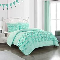 Heritage Kids Ruby Ruffle 2 Piece Comforter Bedding Set, Includes Sham and Comforter, Mint, Twin