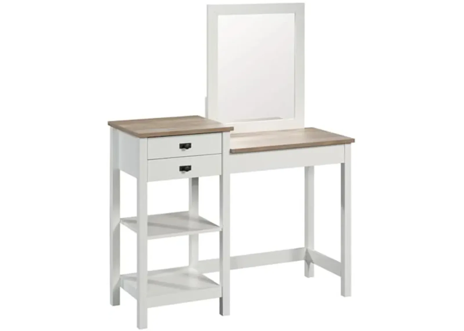 Sauder Cottage Road Engineered Wood Bedroom Vanity in Soft White and Lintel Oak