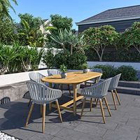 Amazonia Rangeley 7-Piece Outdoor Oval Extendable Dining Table Set | Certified Teak | Ideal for Patio and Indoors