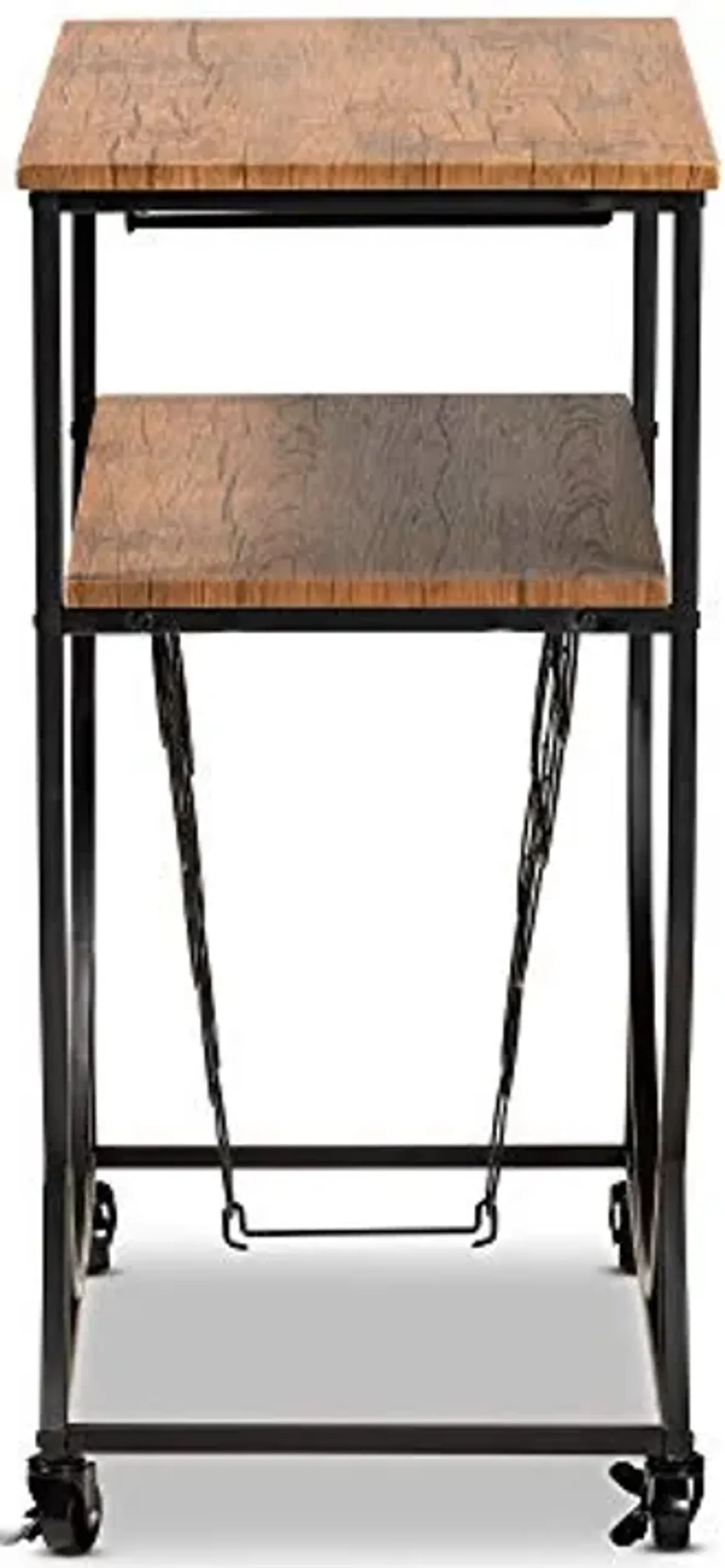 Baxton Studio Wine Cart, Black/Walnut