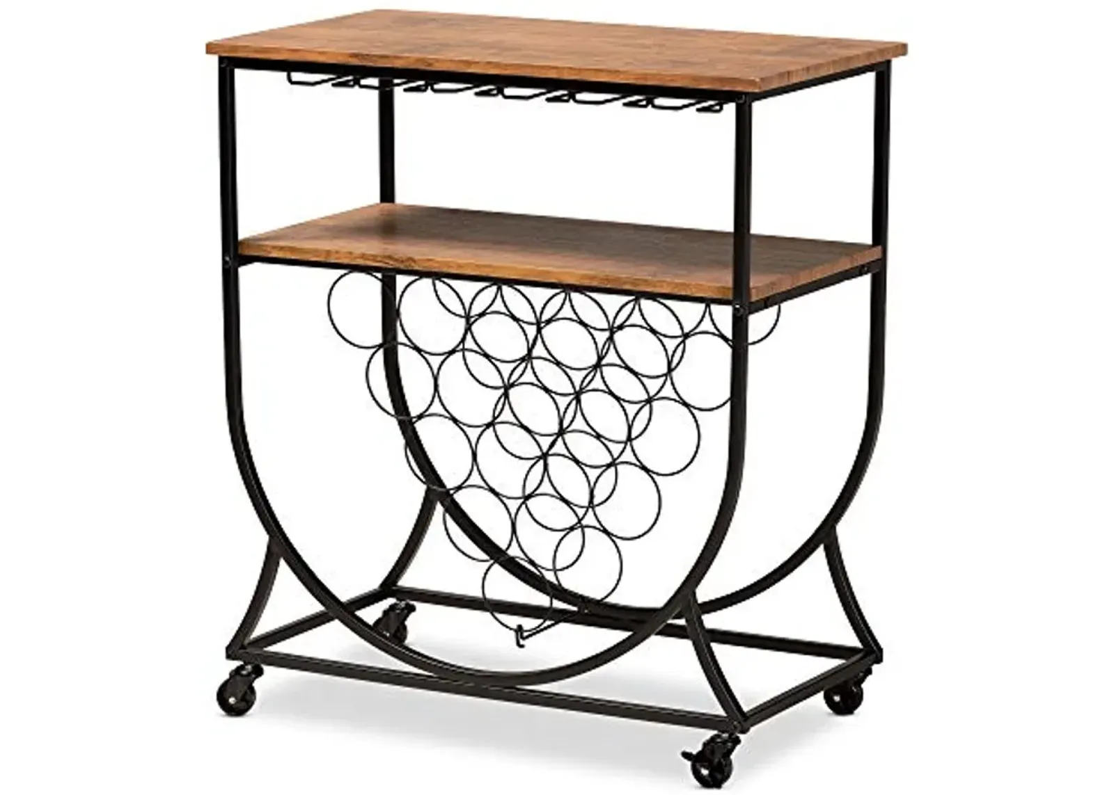 Baxton Studio Wine Cart, Black/Walnut