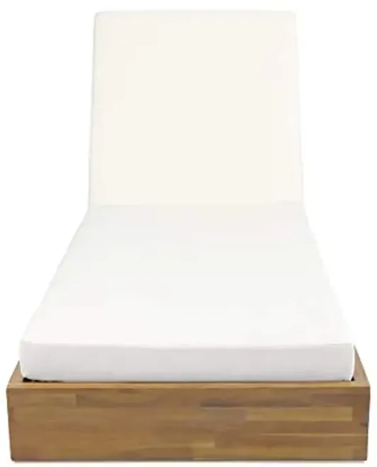 Abraham Outdoor Acacia Wood Chaise Lounge with Cushion (Set of 2), Teak and Cream