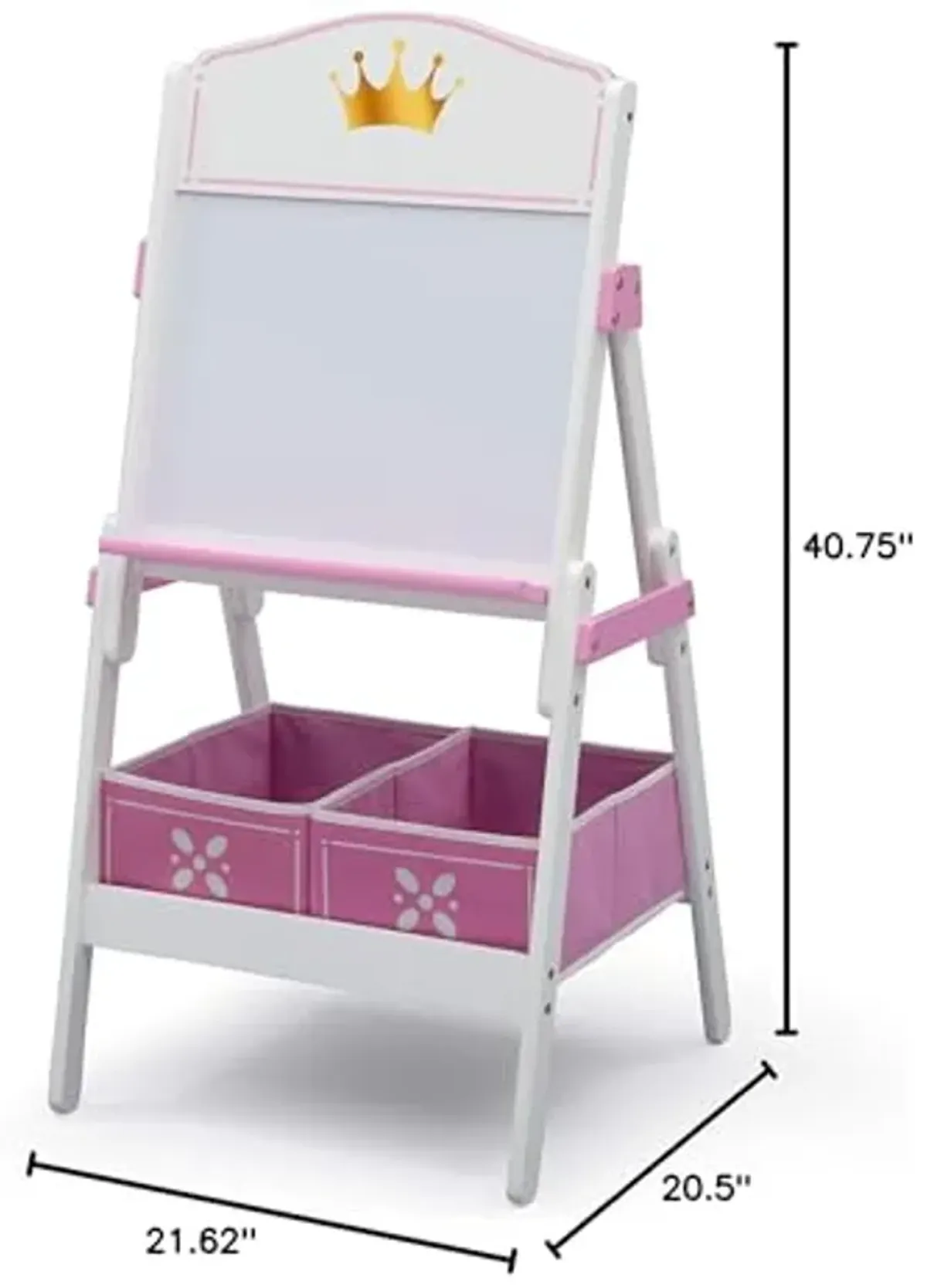 Delta Children Princess Crown Wooden Activity Easel with Storage - Ideal for Arts & Crafts, Drawing, Homeschooling and More - Greenguard Gold Certified, White/Pink