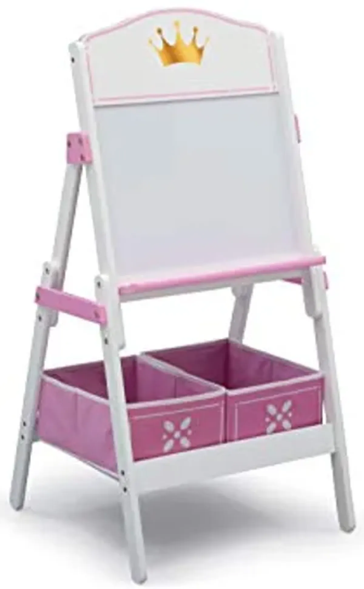 Delta Children Princess Crown Wooden Activity Easel with Storage - Ideal for Arts & Crafts, Drawing, Homeschooling and More - Greenguard Gold Certified, White/Pink