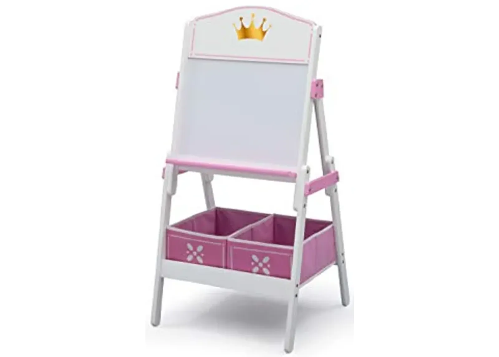 Delta Children Princess Crown Wooden Activity Easel with Storage - Ideal for Arts & Crafts, Drawing, Homeschooling and More - Greenguard Gold Certified, White/Pink