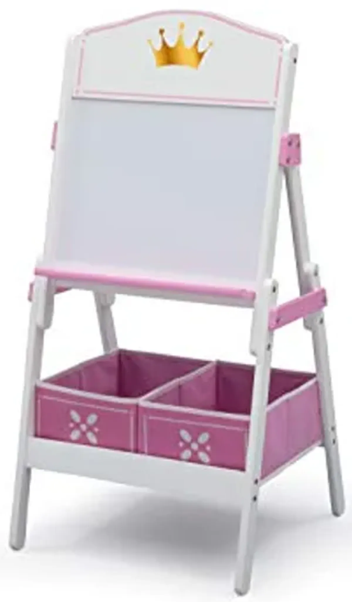 Delta Children Princess Crown Wooden Activity Easel with Storage - Ideal for Arts & Crafts, Drawing, Homeschooling and More - Greenguard Gold Certified, White/Pink