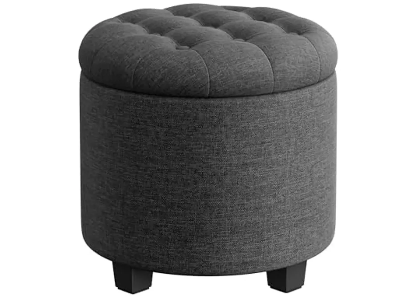 SONGMICS Round Ottoman, Ottoman with Storage, 17.7 Dia. x 17.5 H Inches Foot Rest with Legs, Load up to 330 lb, for Living Room, Bedroom, Dark Gray ULOM011G01