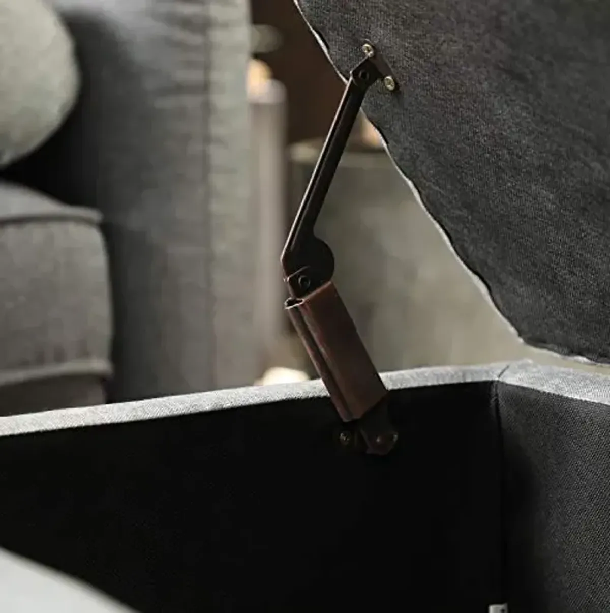 SONGMICS Storage Ottoman, Storage Bench, Tufted Entryway Bedroom Bench, 17.7 x 46.5 x 17.7 Inches, Hinges Easy Lid Operation, Wooden Legs, Linen-Look Cover, Loads 330 lb, Dark Gray ULOM070G01