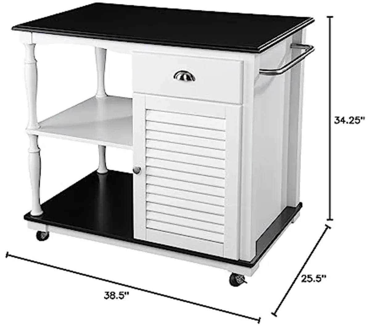 SEI Furniture Muxlow Kitchen Island, Black, White