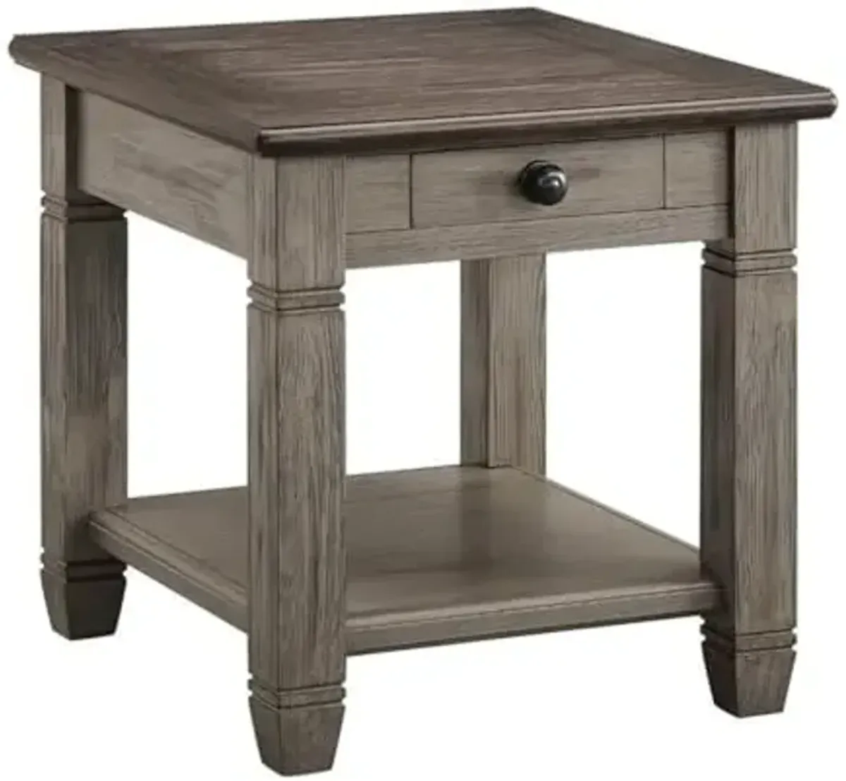 Homelegance Lexicon Granby Wood 1 Drawer End Table in Antique Gray