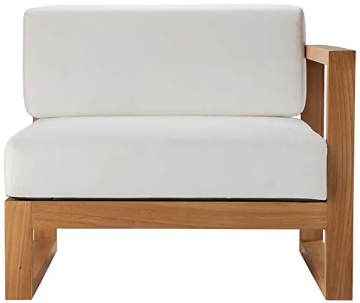 Modway EEI-4123-NAT-WHI Upland Patio Teak Wood Right-Arm Chair, Natural White