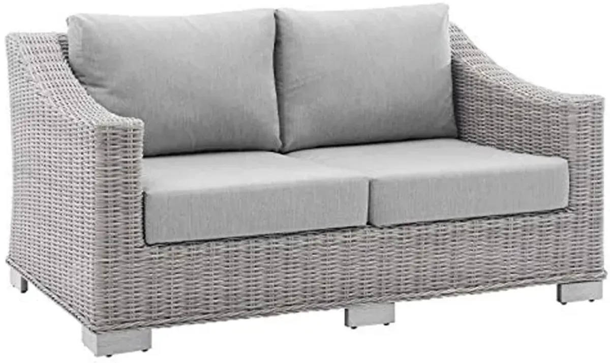 Modway EEI-3973-LGR-GRY Conway Sunbrella Outdoor Patio Wicker Rattan, Loveseat, Light Gray Gray