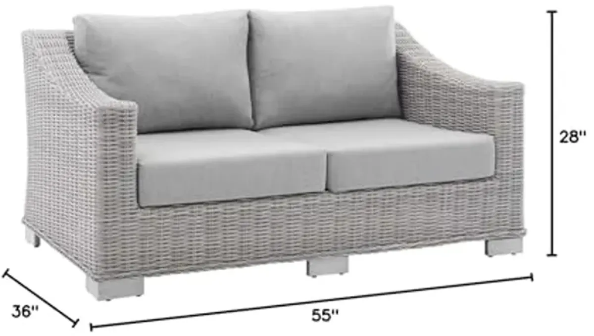 Modway EEI-3973-LGR-GRY Conway Sunbrella Outdoor Patio Wicker Rattan, Loveseat, Light Gray Gray