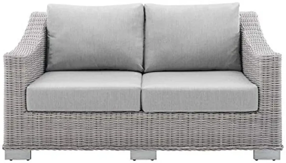 Modway EEI-3973-LGR-GRY Conway Sunbrella Outdoor Patio Wicker Rattan, Loveseat, Light Gray Gray