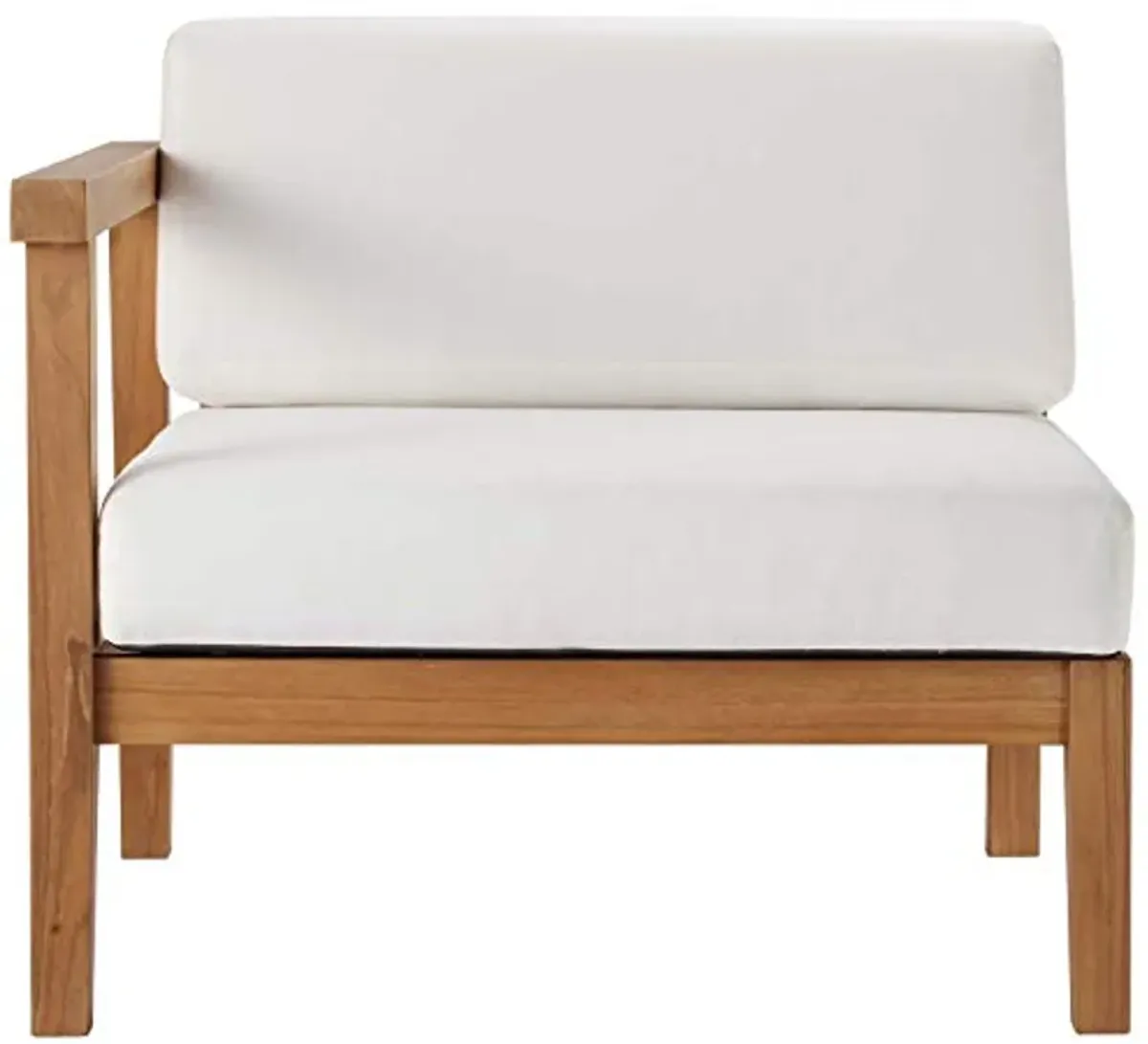 Modway EEI-4128-NAT-WHI Bayport Patio Teak Wood Left-Arm Chair, Natural White