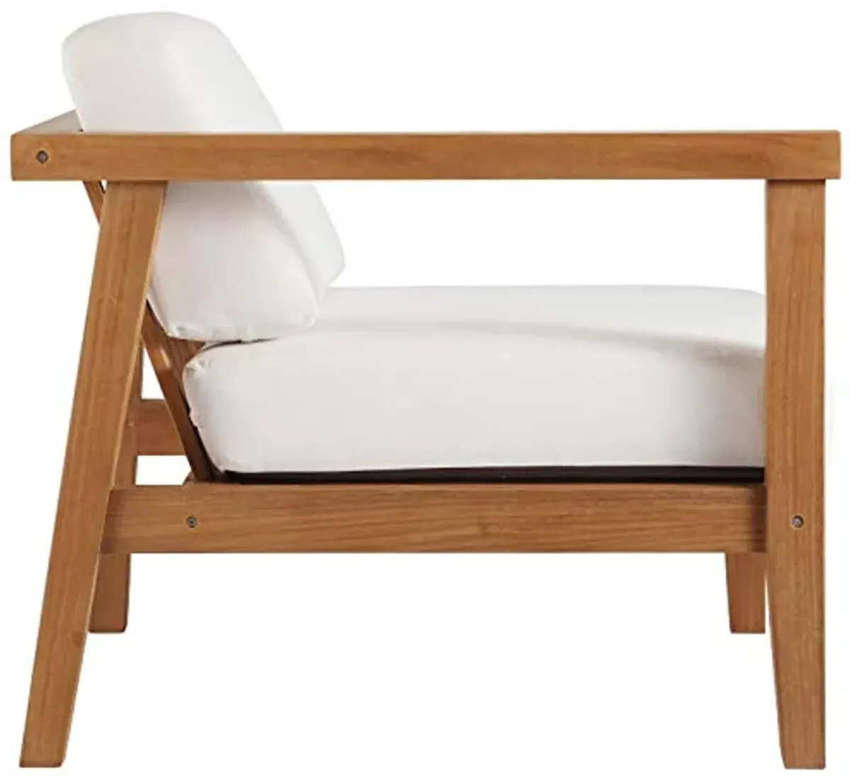 Modway EEI-4128-NAT-WHI Bayport Patio Teak Wood Left-Arm Chair, Natural White