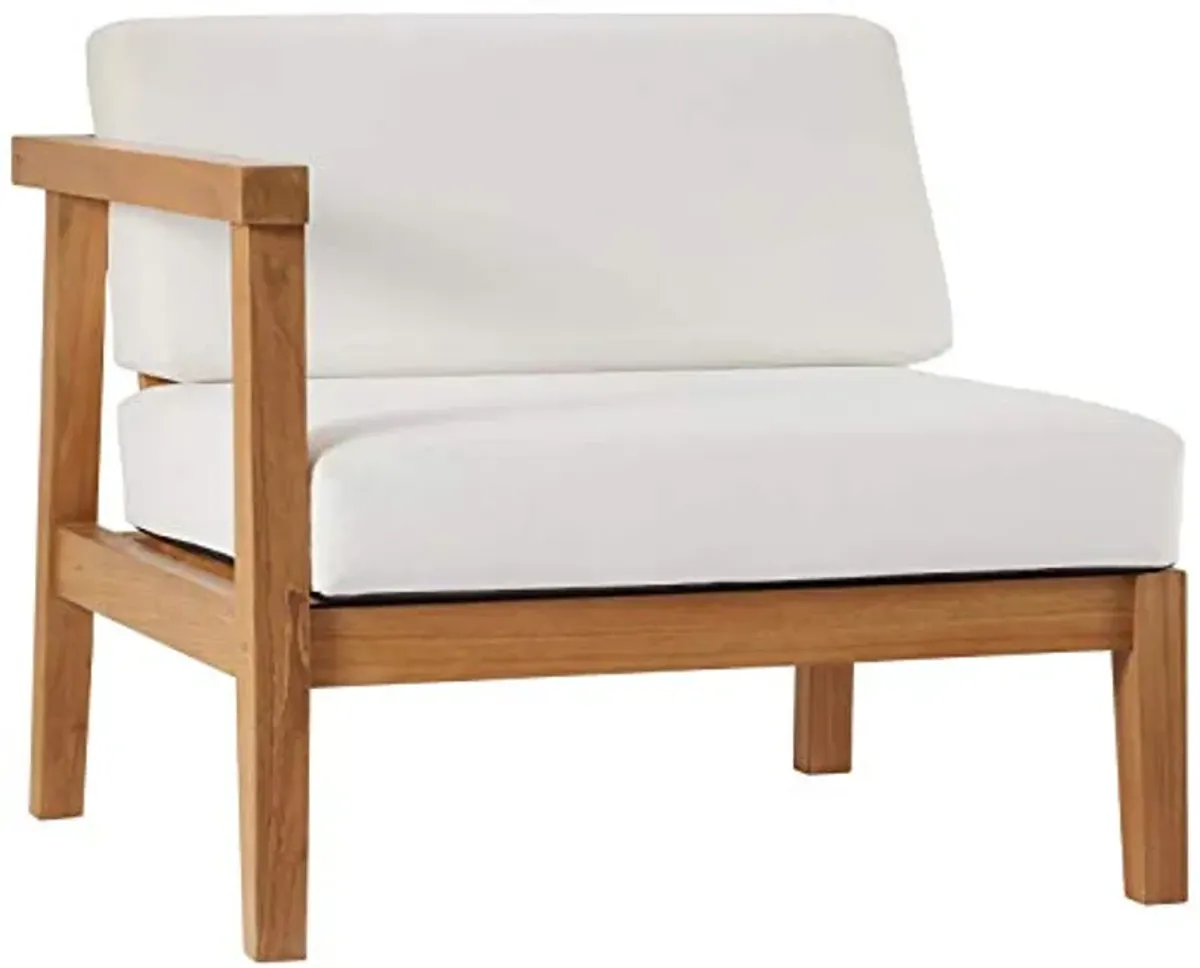 Modway EEI-4128-NAT-WHI Bayport Patio Teak Wood Left-Arm Chair, Natural White