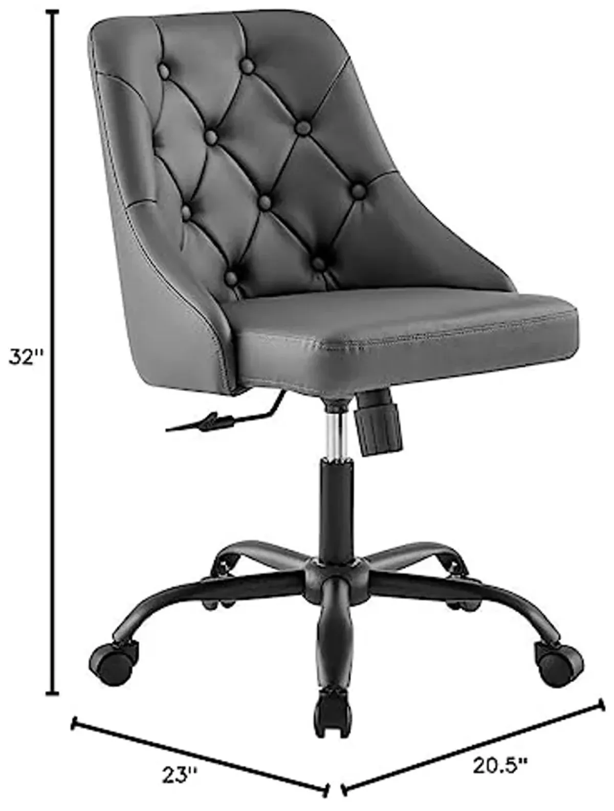 Modway Distinct Tufted Swivel Vegan Leather Office Chair, Black Gray