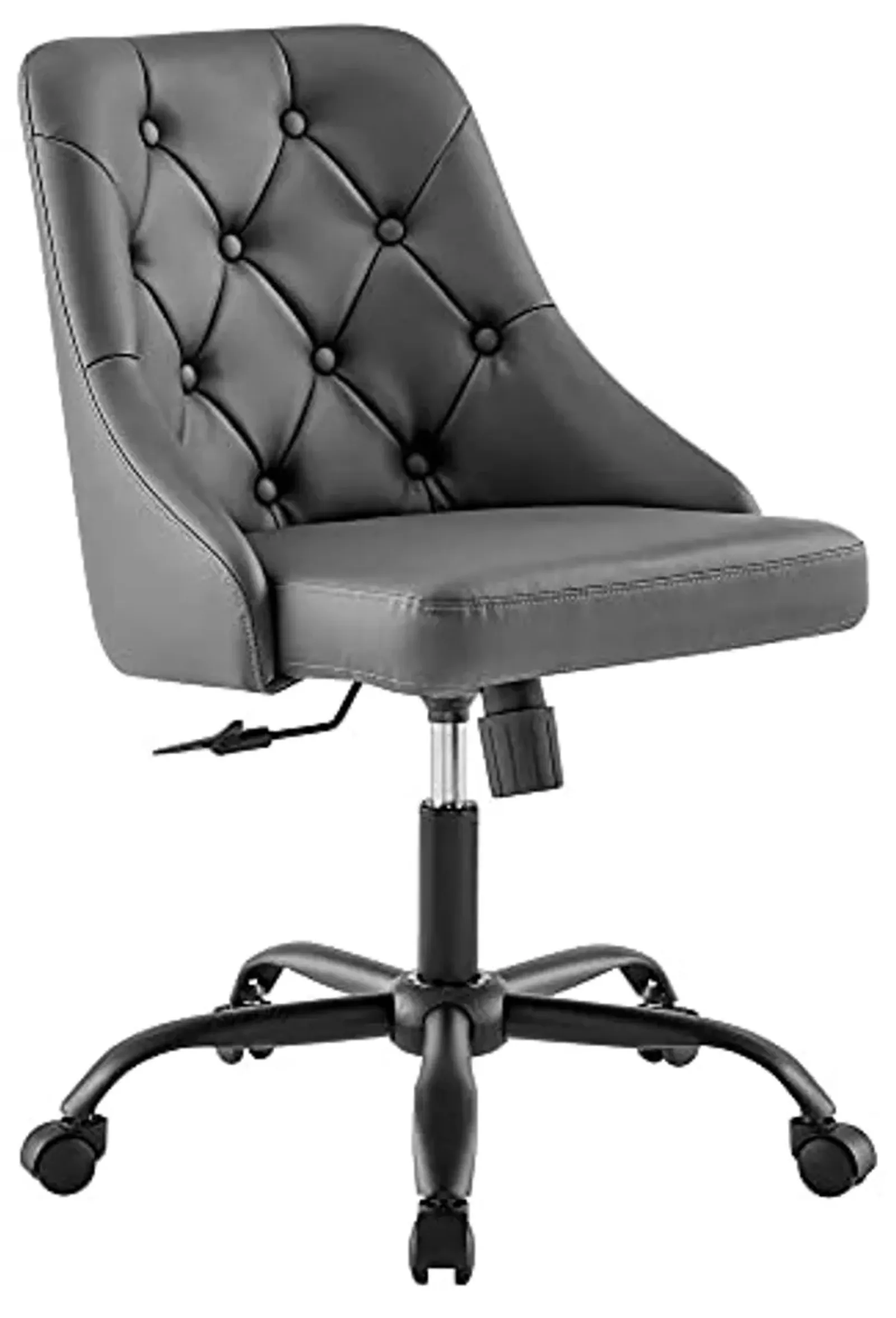 Modway Distinct Tufted Swivel Vegan Leather Office Chair, Black Gray