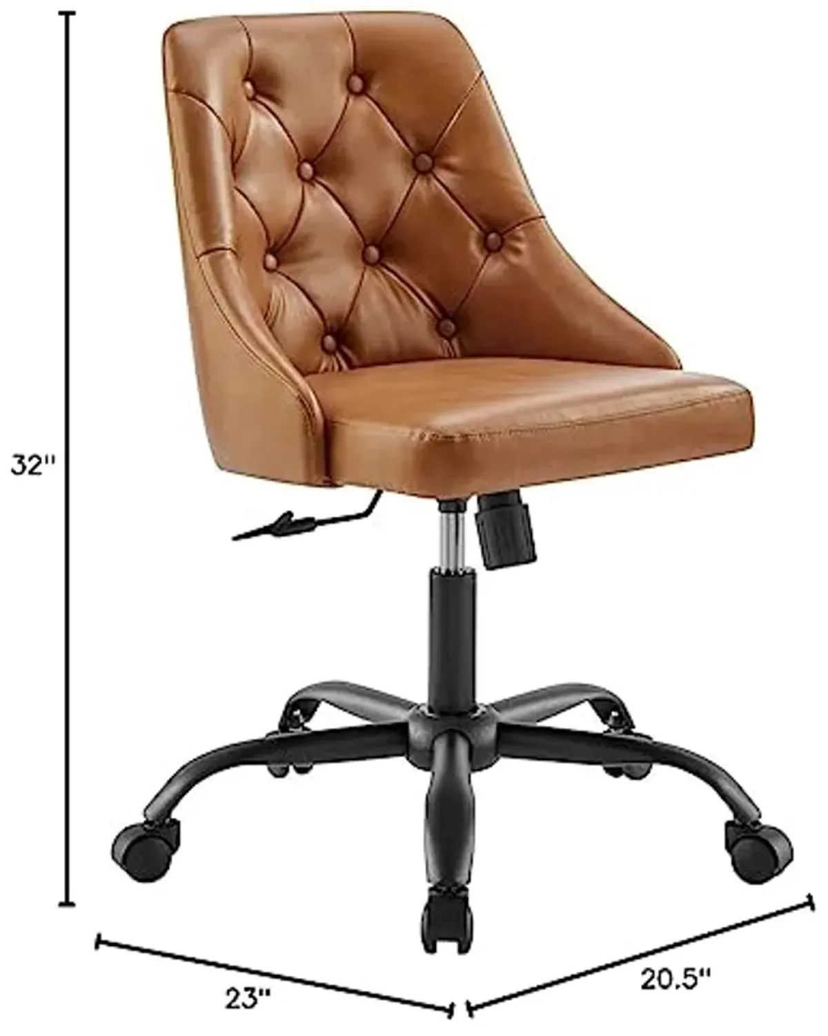 Modway Distinct Tufted Swivel Vegan Leather Office Chair, Black Tan