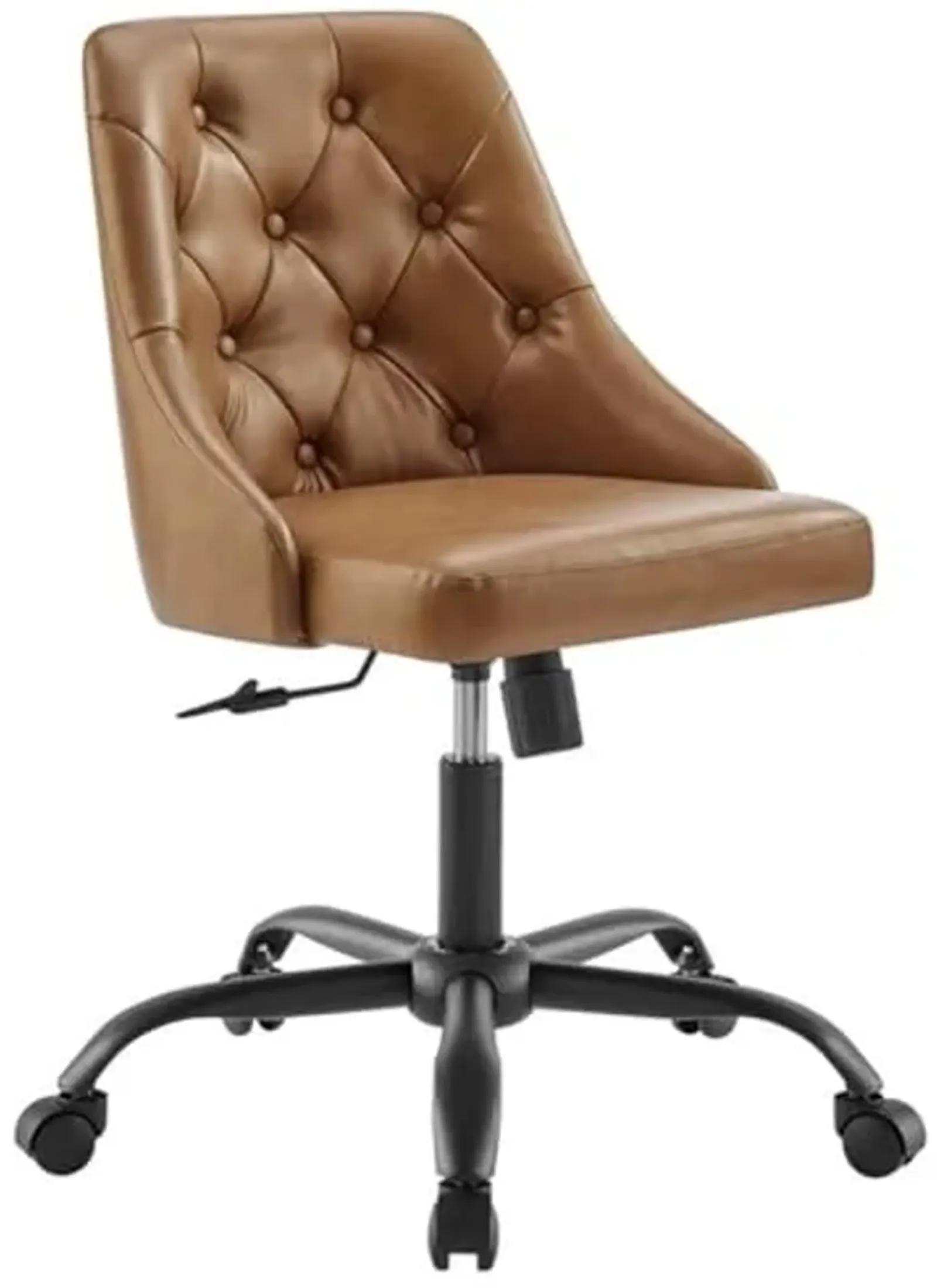 Modway Distinct Tufted Swivel Vegan Leather Office Chair, Black Tan