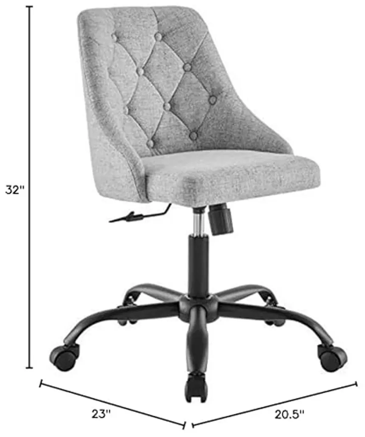 Modway Distinct Tufted Swivel Upholstered Office Chair, Black Light Gray 23 x 20.5 x 32