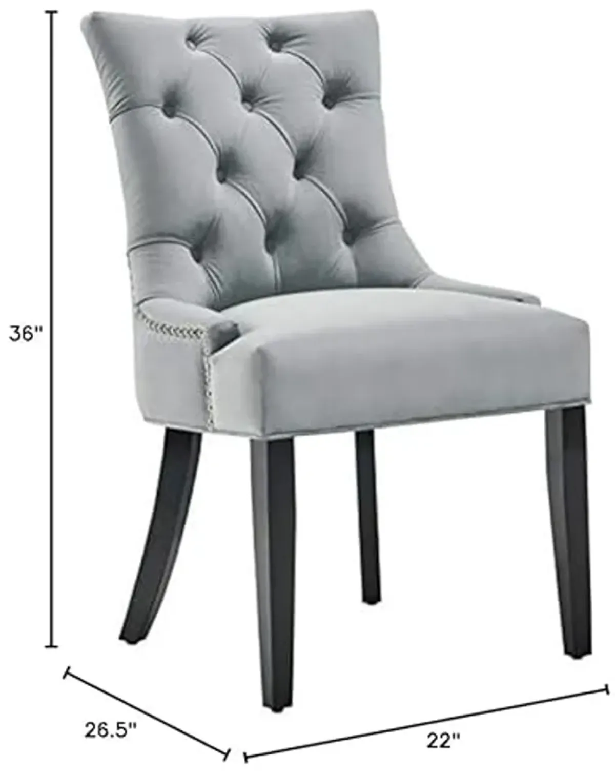 Modway Regent Tufted Performance Velvet Dining Side Chairs-Set of 2, Pack of 2, Light Gray