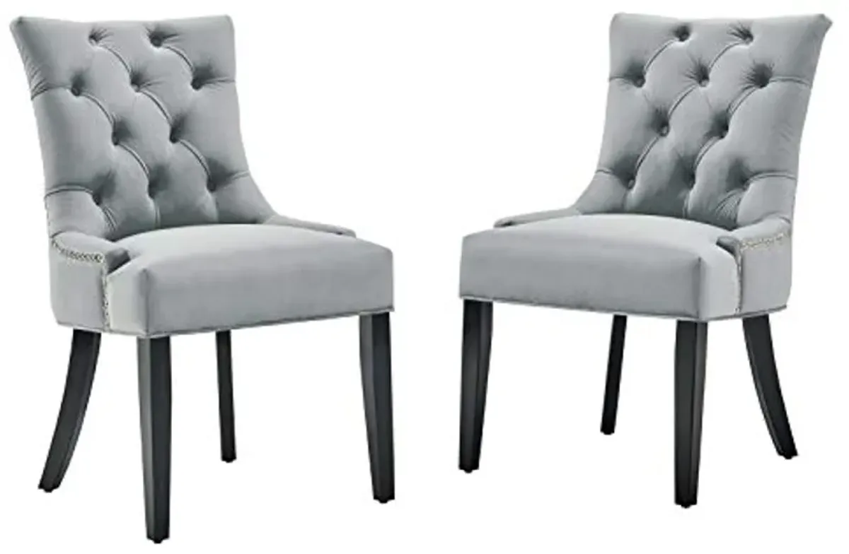 Modway Regent Tufted Performance Velvet Dining Side Chairs-Set of 2, Pack of 2, Light Gray