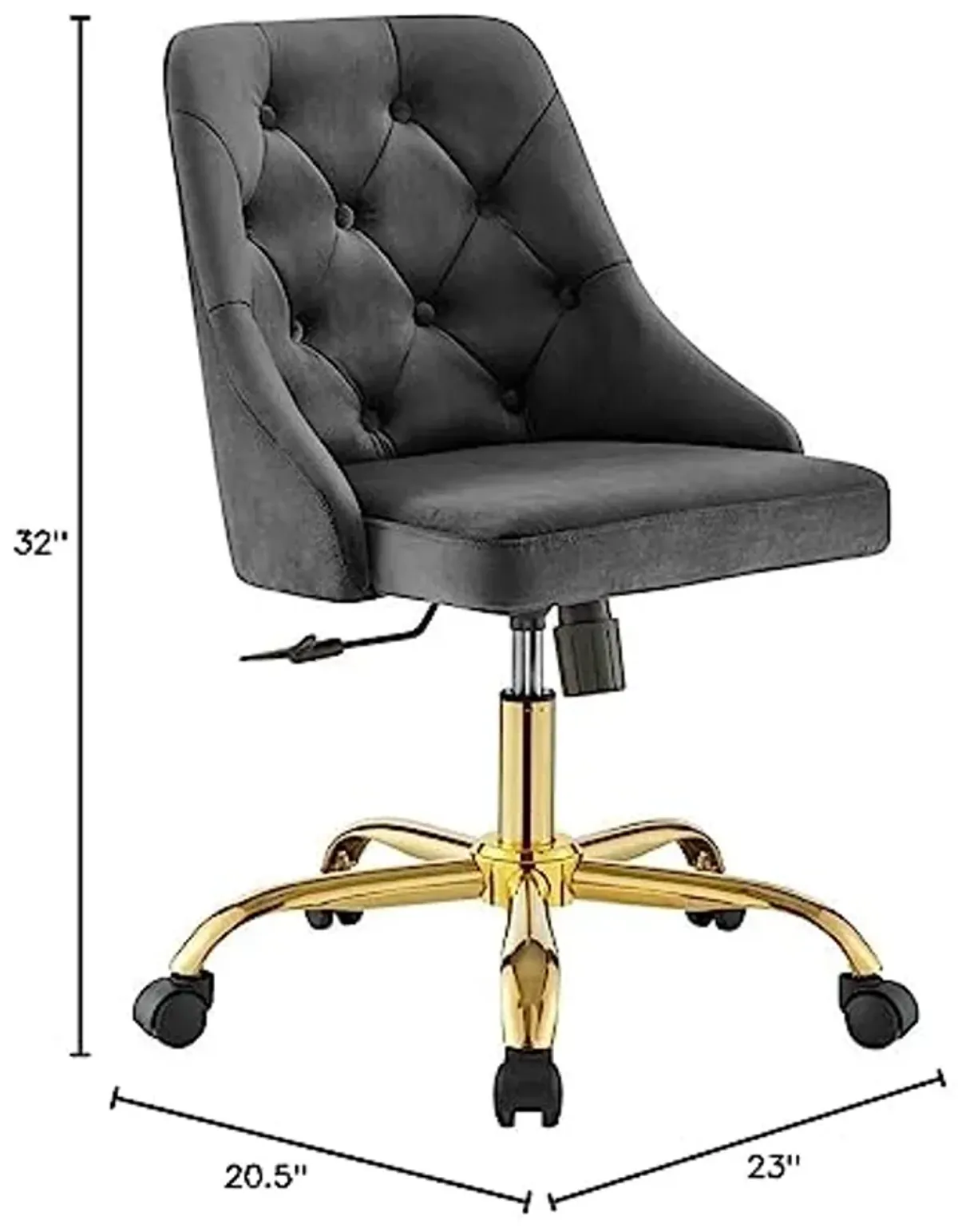 Modway EEI-4368-GLD-GRY Distinct Tufted Swivel Performance Velvet Office Chair, Gold Gray