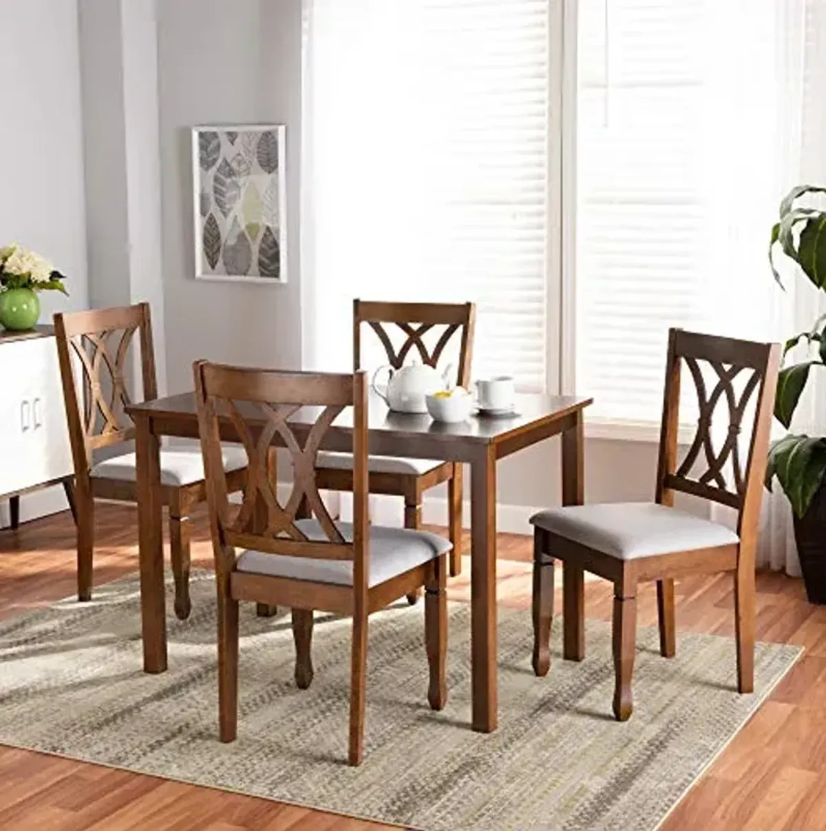 Baxton Studio Dining Sets, Grey/Walnut