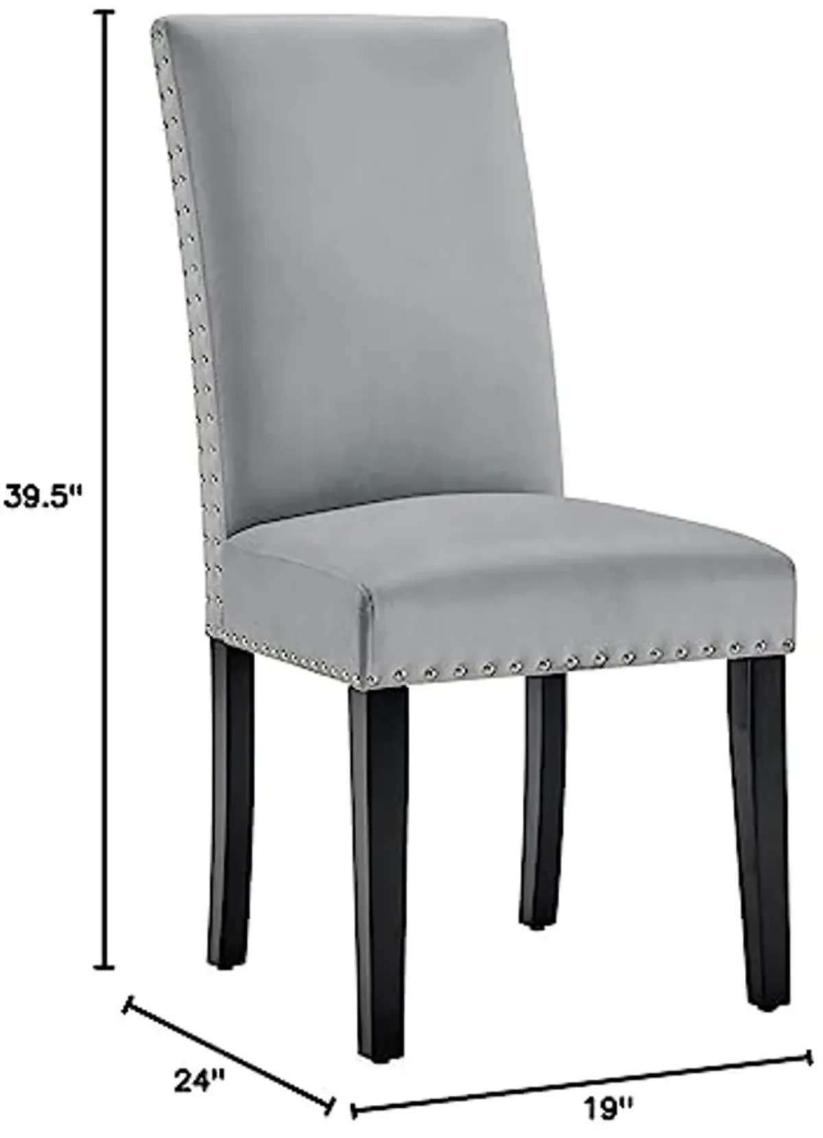 Modway EEI-3779-LGR Parcel Performance Velvet Dining Side Chairs - Set of 2, Light Gray