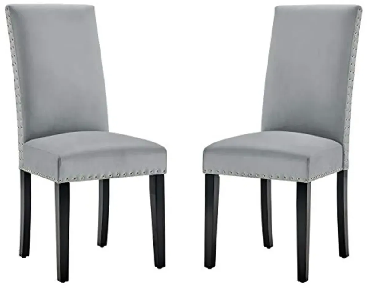 Modway EEI-3779-LGR Parcel Performance Velvet Dining Side Chairs - Set of 2, Light Gray