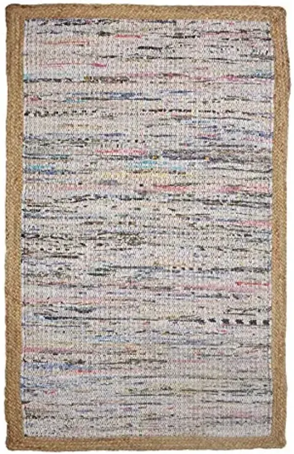 LR Home 3x5 Cotton Indoor Area Rug for Home Decor | Handmade Carpets for Living Room, Bedroom, playroom, entryway, Office | Bohemian Area Rug for Room Decor | Tan/Multicolor