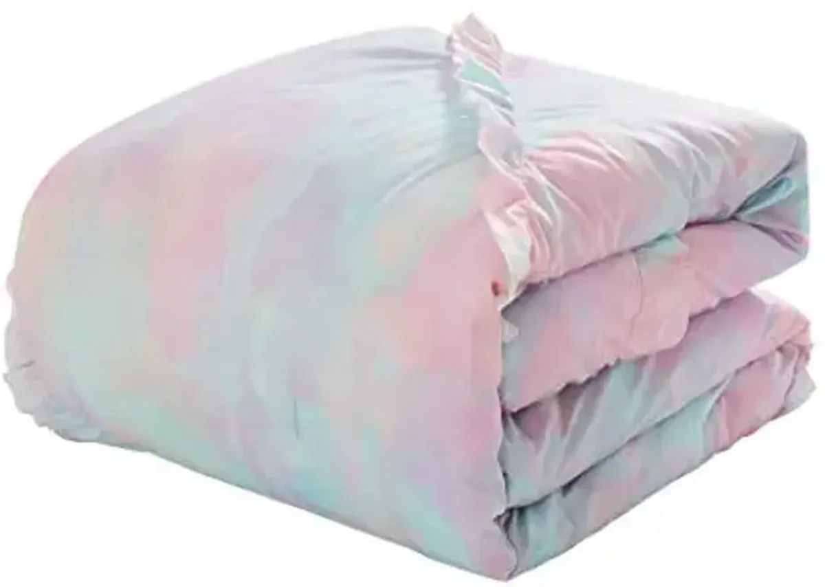 Heritage Kids Emelie Ruffle Comforter Set, Twin, Rainbow Pastel