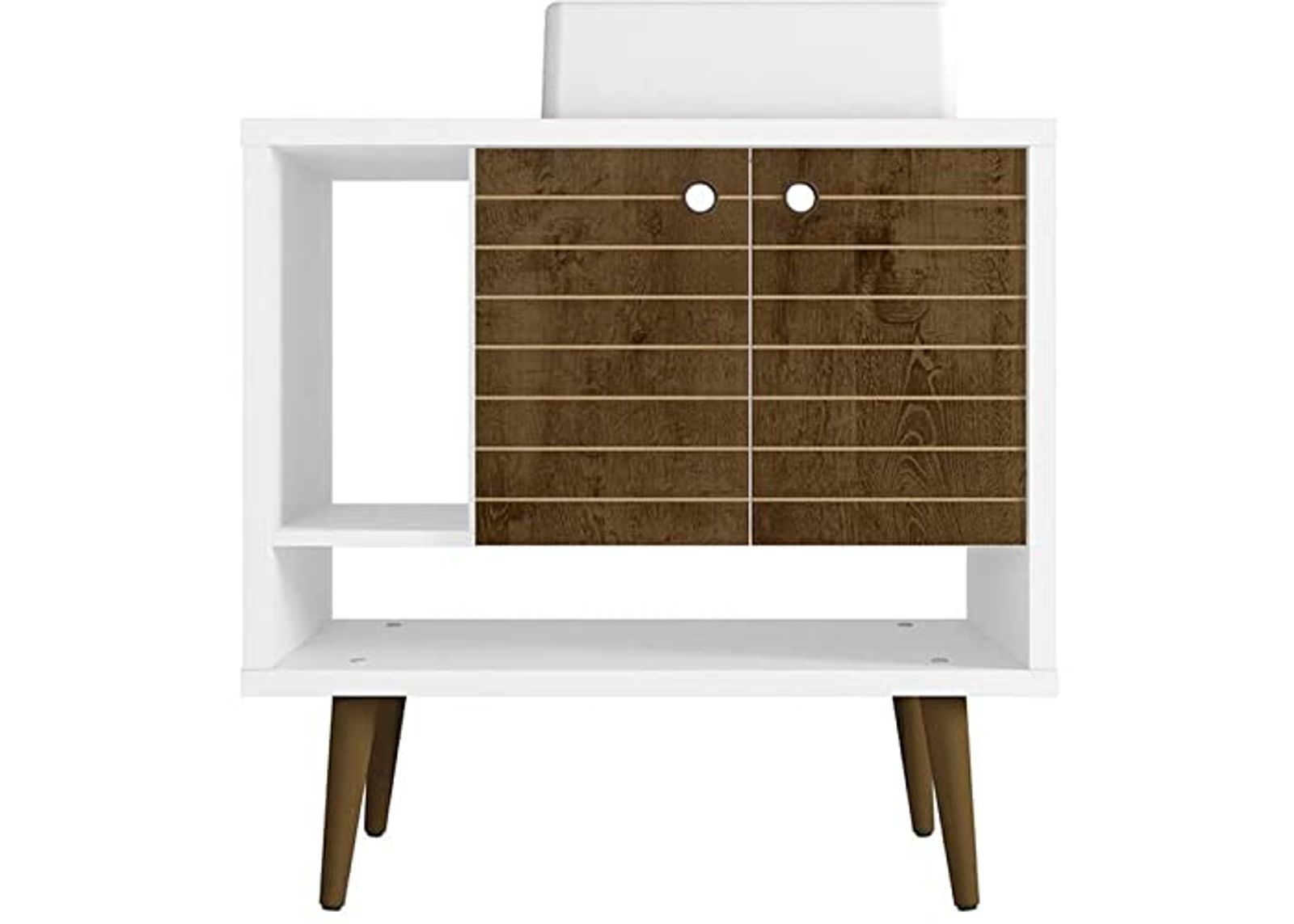 Manhattan Comfort Liberty Mid Century Modern 2 Shelves Bathroom Vanity with Sink, 31.49", White/Rustic Brown