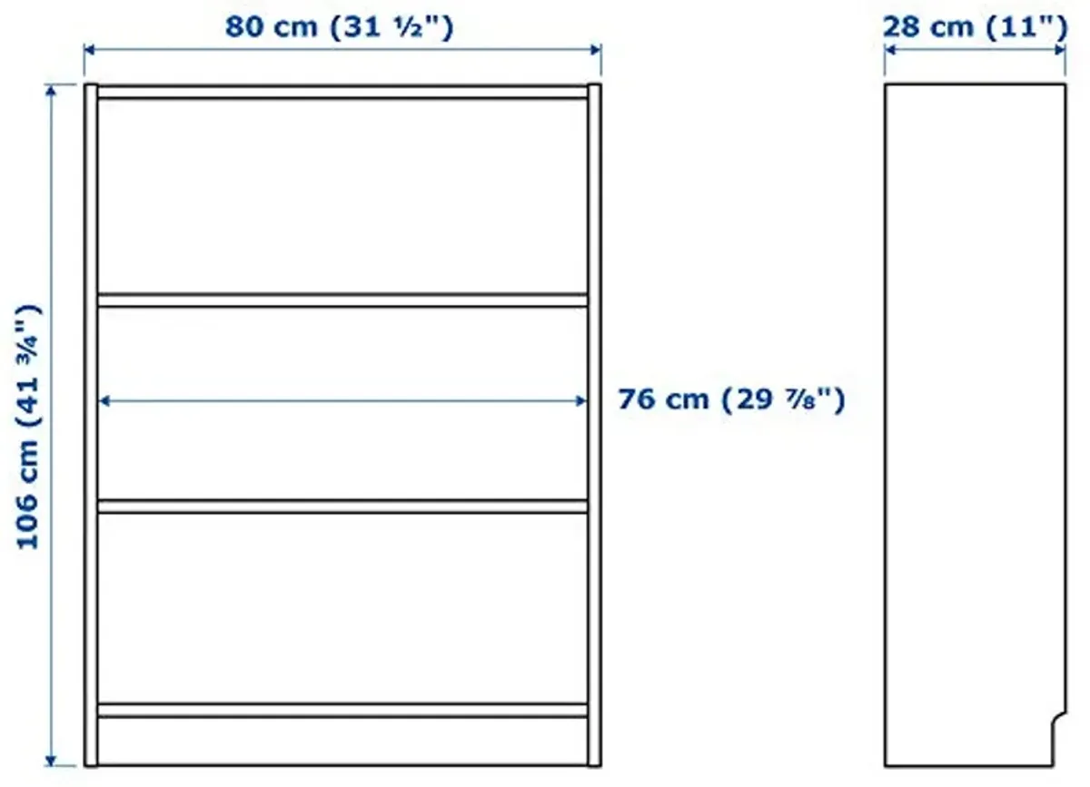 Bookcase BILLY white Width: 80 cm Depth: 28 cm Height: 106 cm