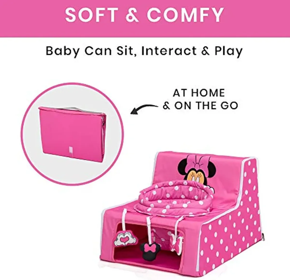 Disney Minnie Mouse Sit N Play Portable Activity Seat for Babies by Delta Children – Floor Seat for Infants